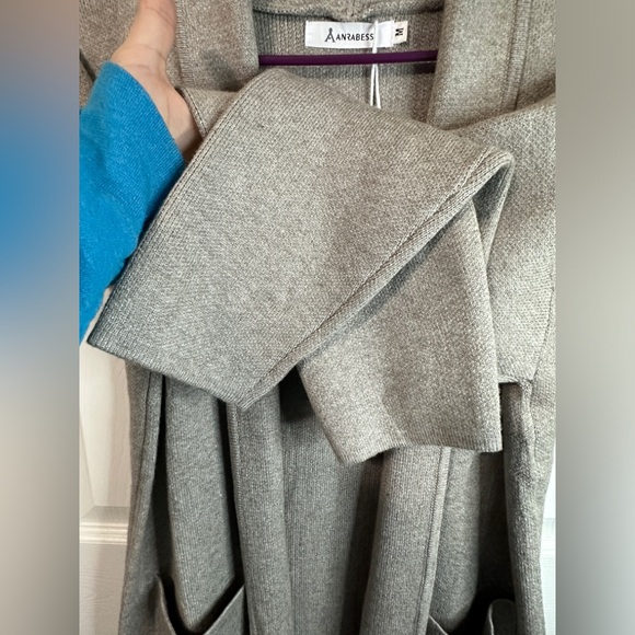 ANRABESS Women’s 2023 Cozy Soft Gray Long Cardigan Sweater - Picture 6 of 11